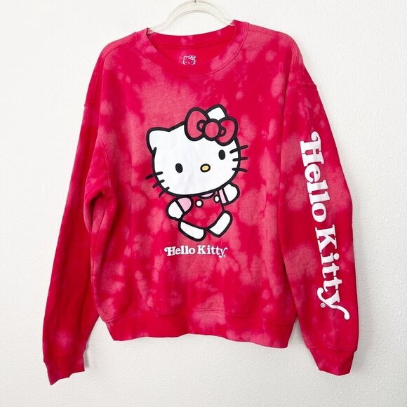 Custom Hello Kitty Bleach Reverse Tie Dye Womens XL Crewneck Graphic Sweatshirt - Picture 1 of 5